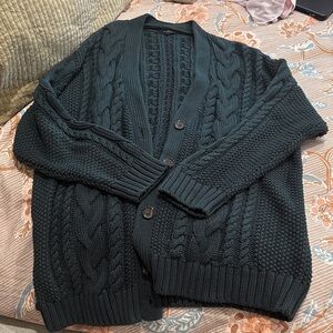Quince Dark Spruce Cable Knit Cardigan